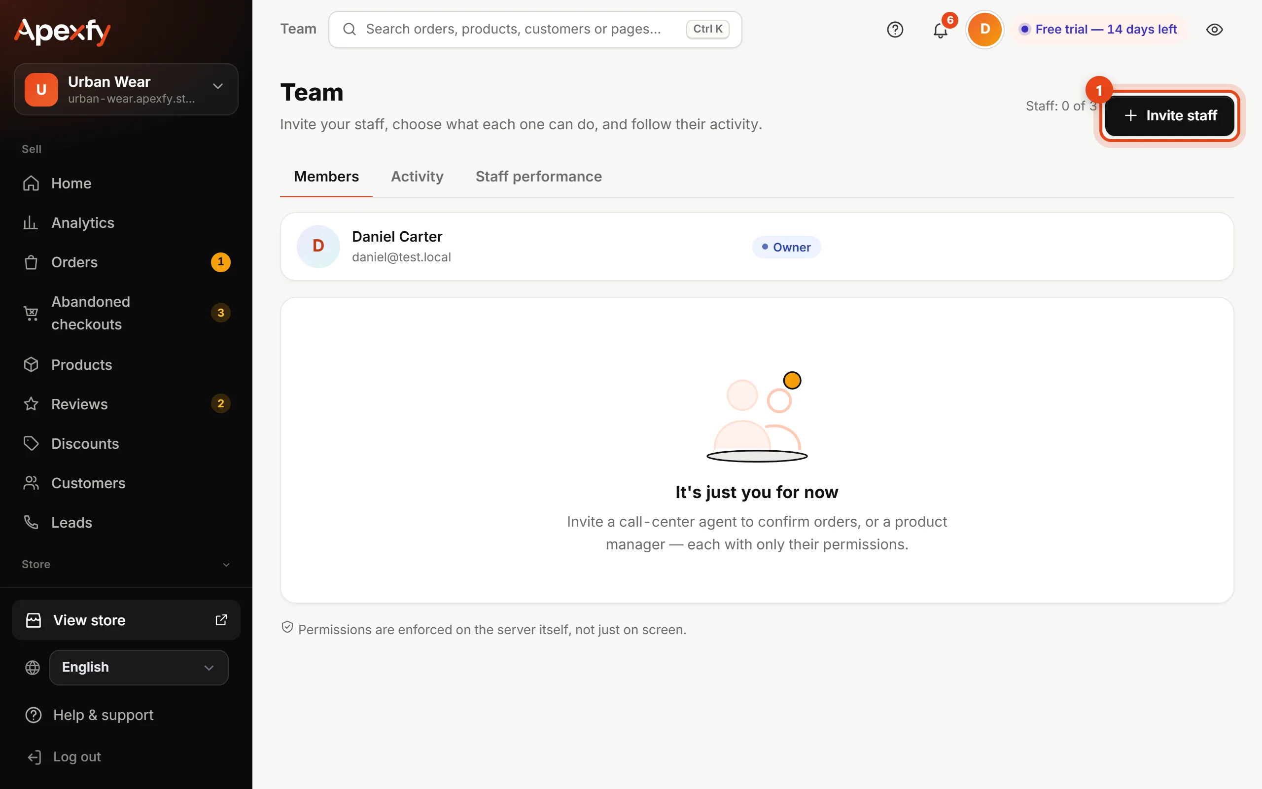 The Team page
